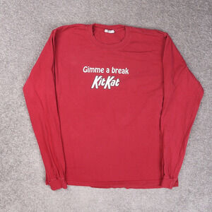 VTG Kit Kat Chocolate Candy Gimme a Break Medium Red Long Sleeve T-Shirt